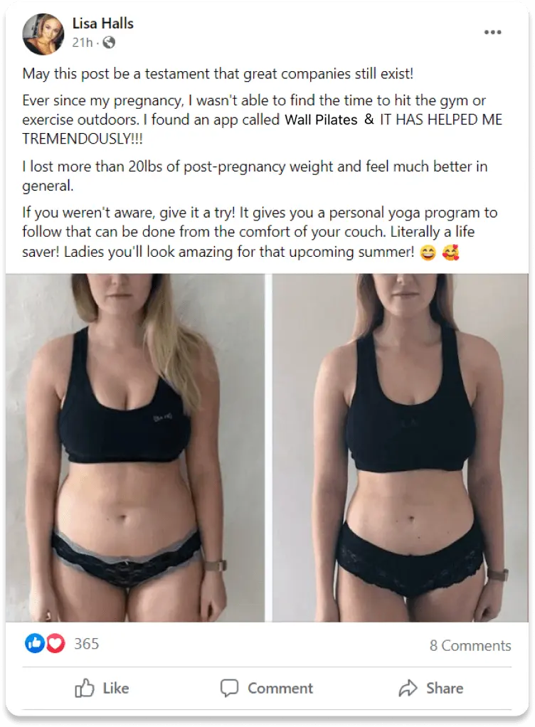 A woman in black underwear showing her post-pregnancy weight loss transformation